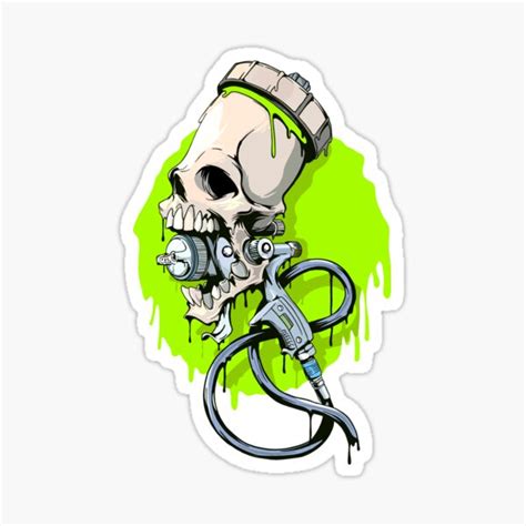 "Spray Gun Skull" Sticker for Sale by AntoniosShop | Redbubble