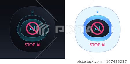 Stop AI use. Prohibition on use of artificial... - Stock Illustration ...