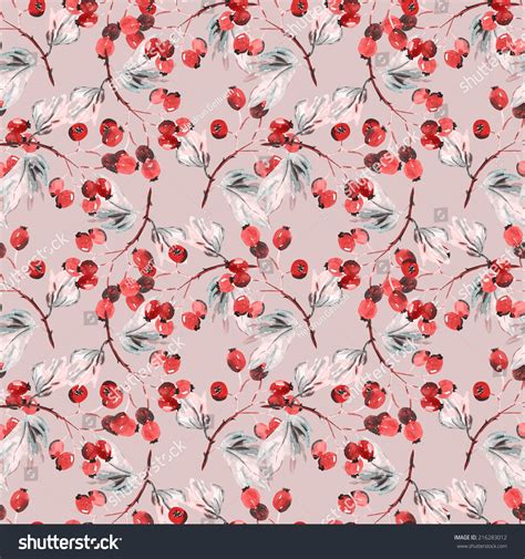 Hawthorn Berries Seamless Pattern Stock Illustration 216283012 ...