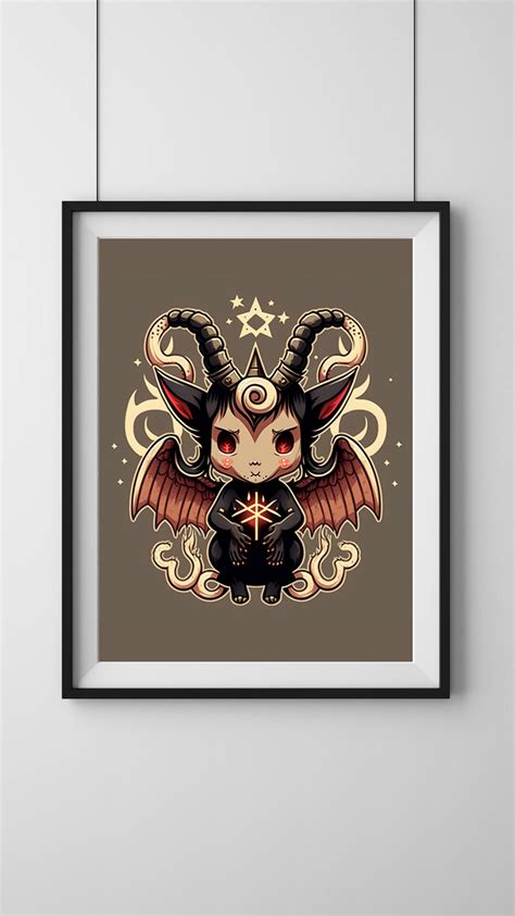 Cute Baphomet Cartoon Digital Print Digital Art Baphomet - Etsy