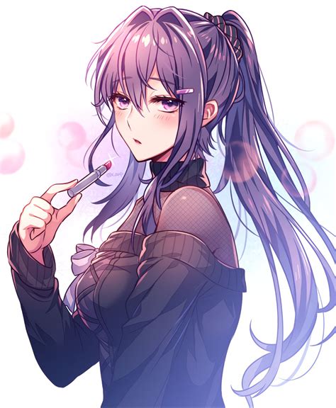 Kawaii female character Yuri: DDLC fan art [Artist: X_anp] - Visual novels - Waifu Clan [anime ...