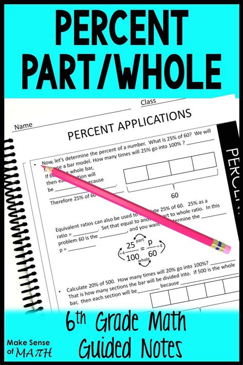 Percent Part Whole Guided Notes | Maths activities middle school, Word ...