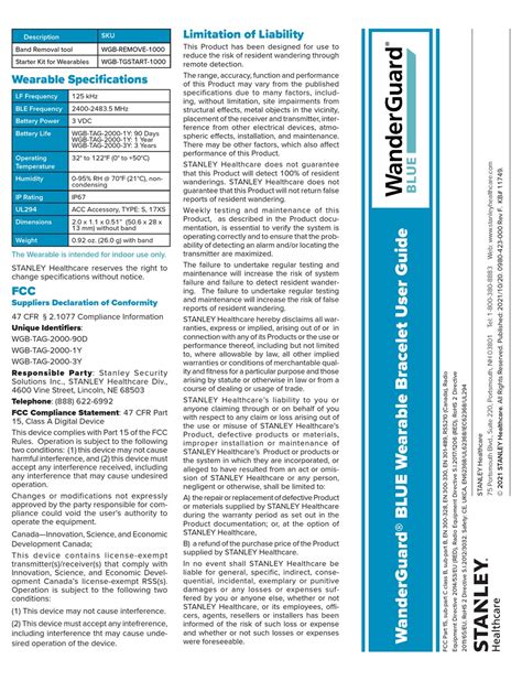 STANLEY HEALTHCARE WANDERGUARD BLUE USER MANUAL Pdf Download | ManualsLib