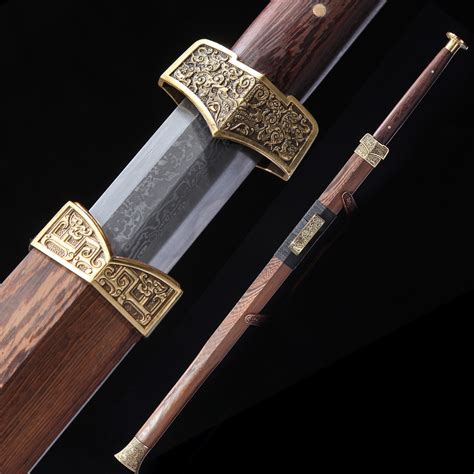 Eight-sided Han Sword | High-performance Pattern Steel Chinese Han Dynasty Sword With Wenge ...