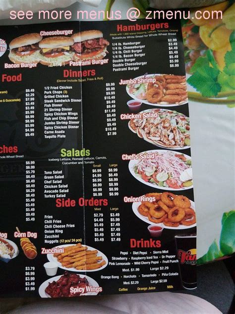 Menu at Tam's Burgers restaurant, Lynwood