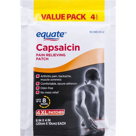 Equate Capsaicin Pain Relieving Patch Value Pack, XL, 4 count - Walmart.com