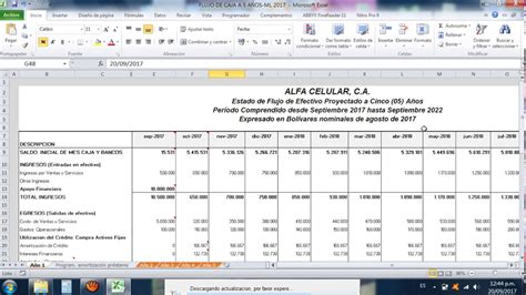 Flujo de Caja Proyectado 1 a 5 años en Excel - YouTube