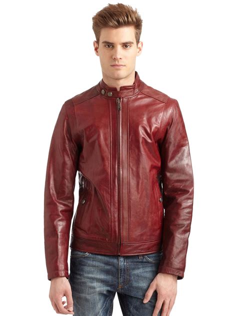 red leather jacket men - Google Search #LeatherJacketsForMengreen | Leather jacket, Red leather ...