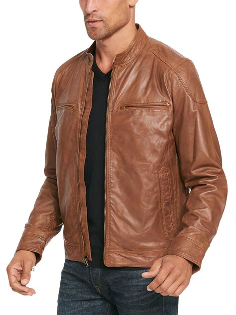 Wilsons Leather Leather Jacket With Shoulder Patches in Cognac (Brown ...