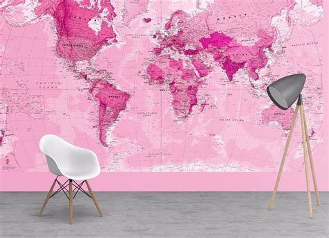Pink World Map Wallpaper