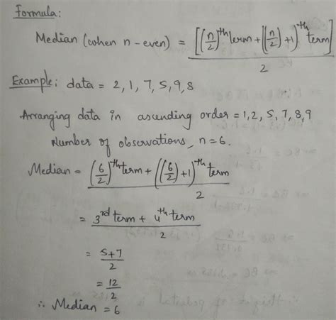 Formula of median for even numbers of data with example please - Maths ...