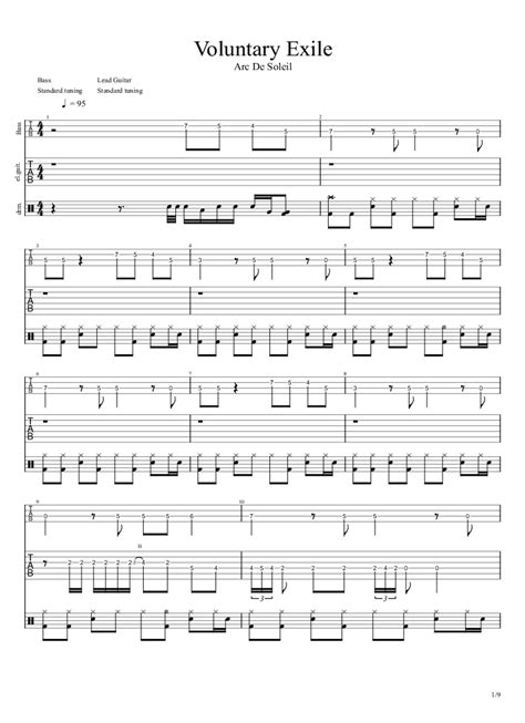 Voluntary Exile Drum Tab & Chords - Arc De Soleil | PaidTabs