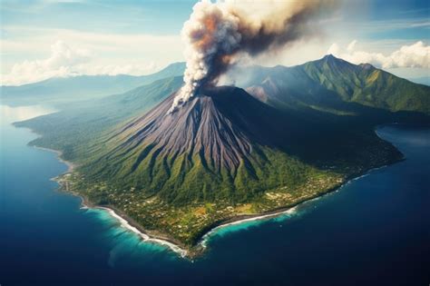 Premium AI Image | Aerial view of active volcano Bromo in East Java Indonesia Aerial view of ...