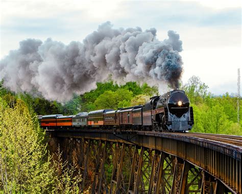 Norfolk & Western Class J 611 a 4-8-4 steam locomotive pulls an ...