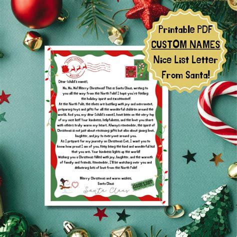 Printable & Personalized NICE List Letter From Santa, PDF File, Digital ...