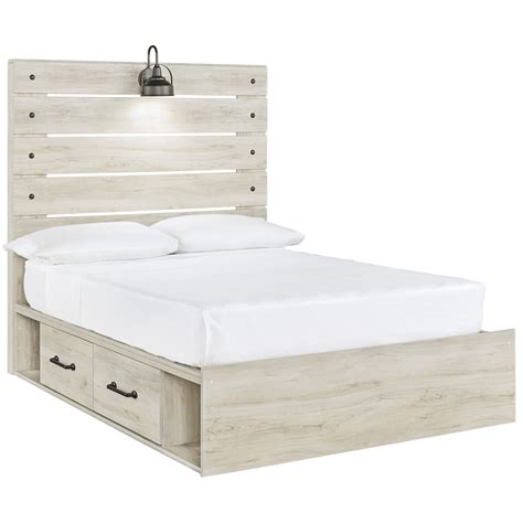 Ashley Signature Design Cambeck Rustic Full Storage Bed with 4 Drawers & Industrial Light ...