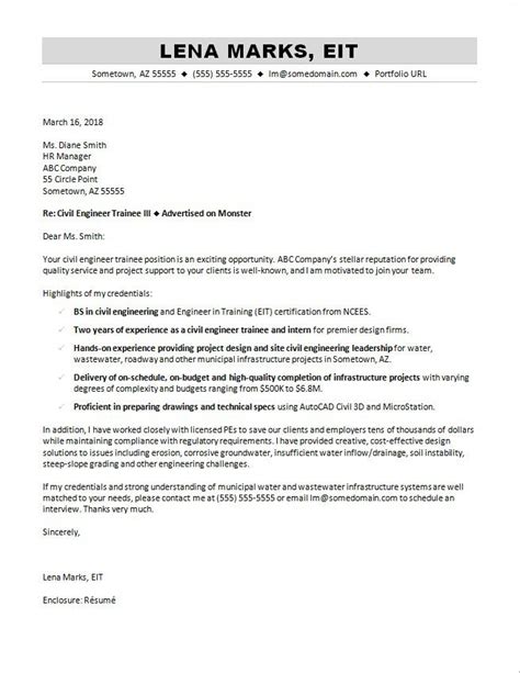 Civil Engineering Cover Letter Sample | Monster.com