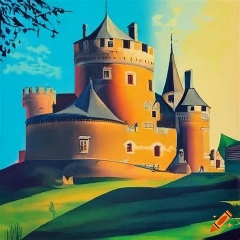 Vintage poster of the castle of sedan, france