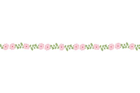 Pink floral border clipart, Cute flower divider edging (96316) | Illustrations | Design Bundles