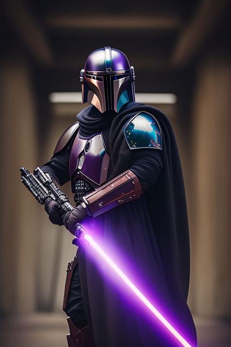 valid-bison196: Mandalorian With purple lightsaber