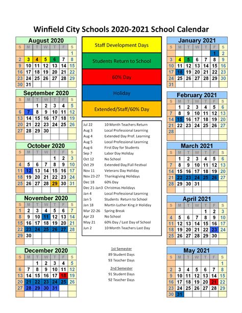 Winfield City Schools Calendar 2021 and 2022 - PublicHolidays.us