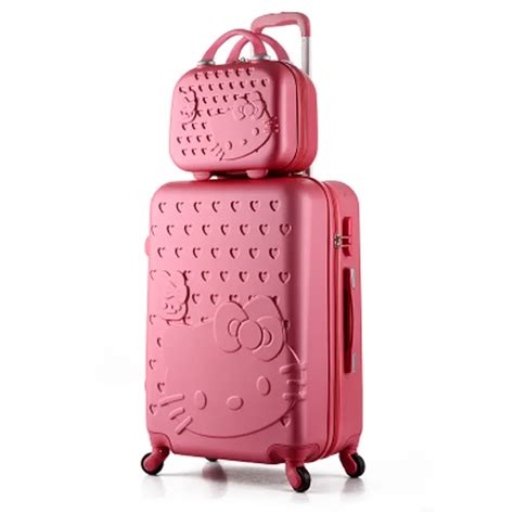 Aliexpress.com : Buy 14+24 inch Pink Women Cartoon Hello Kitty Suitcase ...