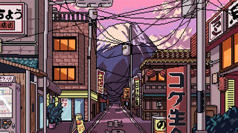 Japanese Streets (Pixel art wallpaper) by citrusmillie on Newgrounds