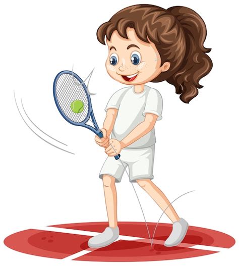 Free Vector | Cute girl playing tennis cartoon character isolated