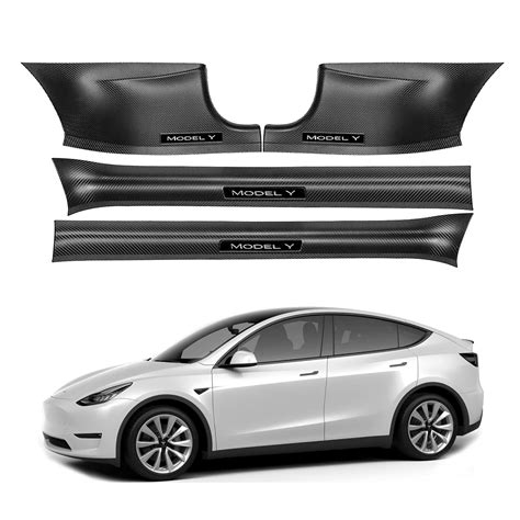 Buy KIKIMO Tesla Model Y Door Sill Protector -Matte Carbon Fiber ABS ...