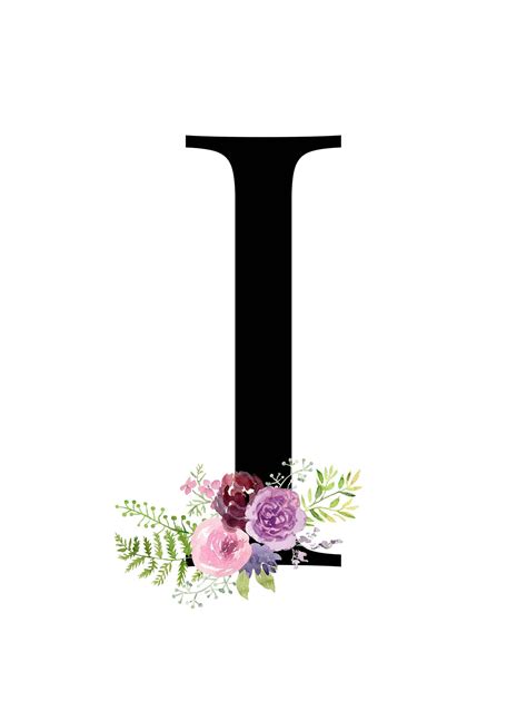 Letter I floral alphabet instant digital download | Etsy | Monogram printable letters, Monogram ...