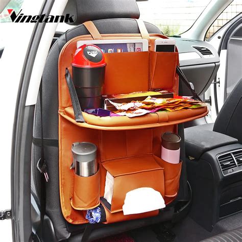 Vingtank Lunxury Leather Car Back Seat Organizer Pockets Folding ...