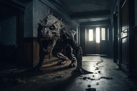 Premium AI Image | A monster in a dark room with a light on the wall