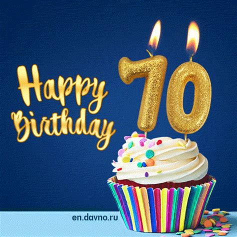 Happy Birthday - 70 Years Old Animated Card - Download on Davno