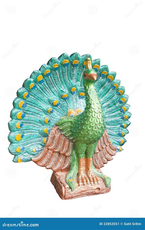 Peacock Statue Isolated on White Background Stock Image - Image of ...