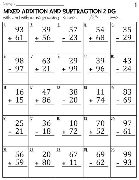 Adding Subtracting With Regrouping Worksheets