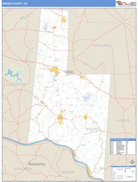 Brown County, Ohio Zip Code Wall Map | Maps.com.com