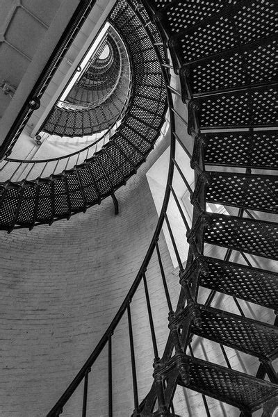 Spiral Stairs Inside the St. Augustine Lighthouse - Black and White ...