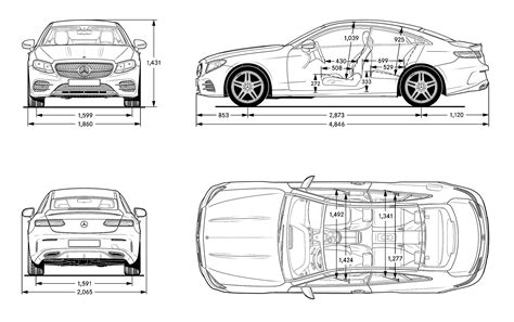 Mercedes Benz E-class C238 2017 Blueprint - Download free blueprint for ...