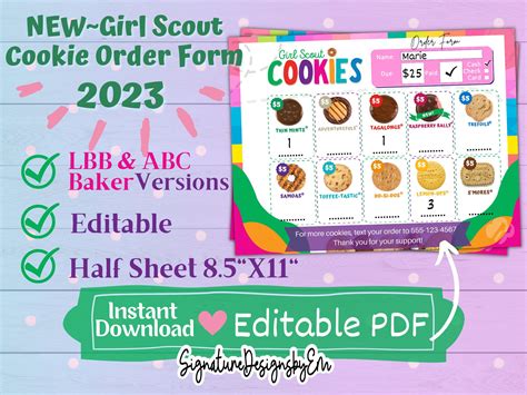 2023 girl scout cookie order form lbb and abc form for cookie booth ...