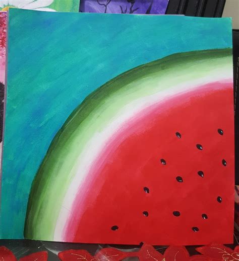 kid's painting-watermelon #acrylic #art | Watermelon art painting ...