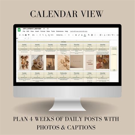 Content Calendar Template for Instagram, Facebook, Social Media, Content Planner, Content Ideas ...