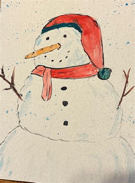 Snowman watercolor Christmas card 12/2022