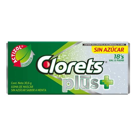 Chicle Clorets Plus 30.6 Gr Caja Con 18 Piezas | Soriana