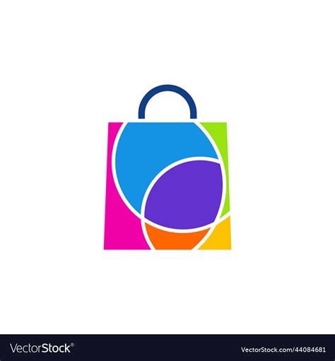 Colorful shop bag logo template design emblem Vector Image