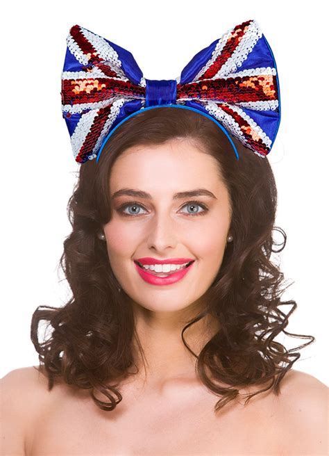 Union Jack Sequin Bow Headband — Party Britain