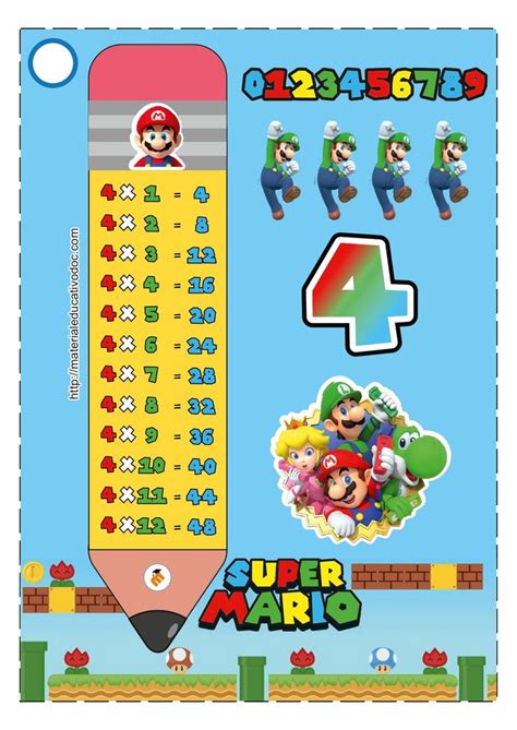 Llavero de la tabla de multiplicar - Mario Bros | Tablas de multiplicar, Tabla de multiplicar ...