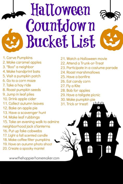 Halloween Countdown Bucket List - The Happier Homemaker