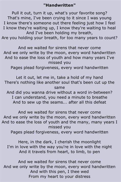 Gaslight anthem.. Handwritten | Gaslight anthem, Gaslight anthem lyrics ...