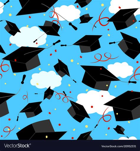 Graduation caps in the air graduate background Vector Image