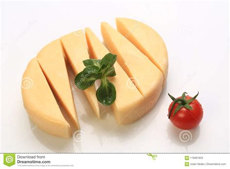 Different Types of Cheese Slices Stock Image - Image of basil, leaf ...